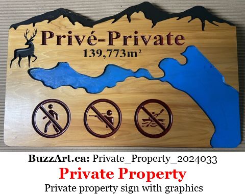 Private property sign with graphics